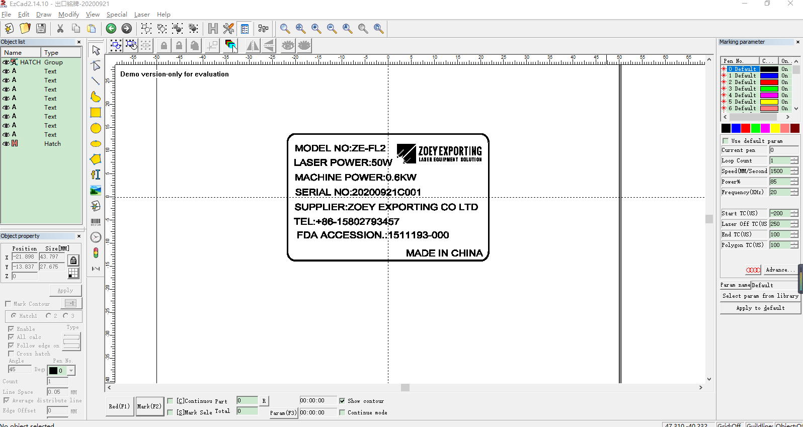 ezcad software settings